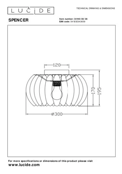 Lucide SPENCER - Plafonnière - Ø 30 cm - 1xE27 - Grijs - technisch